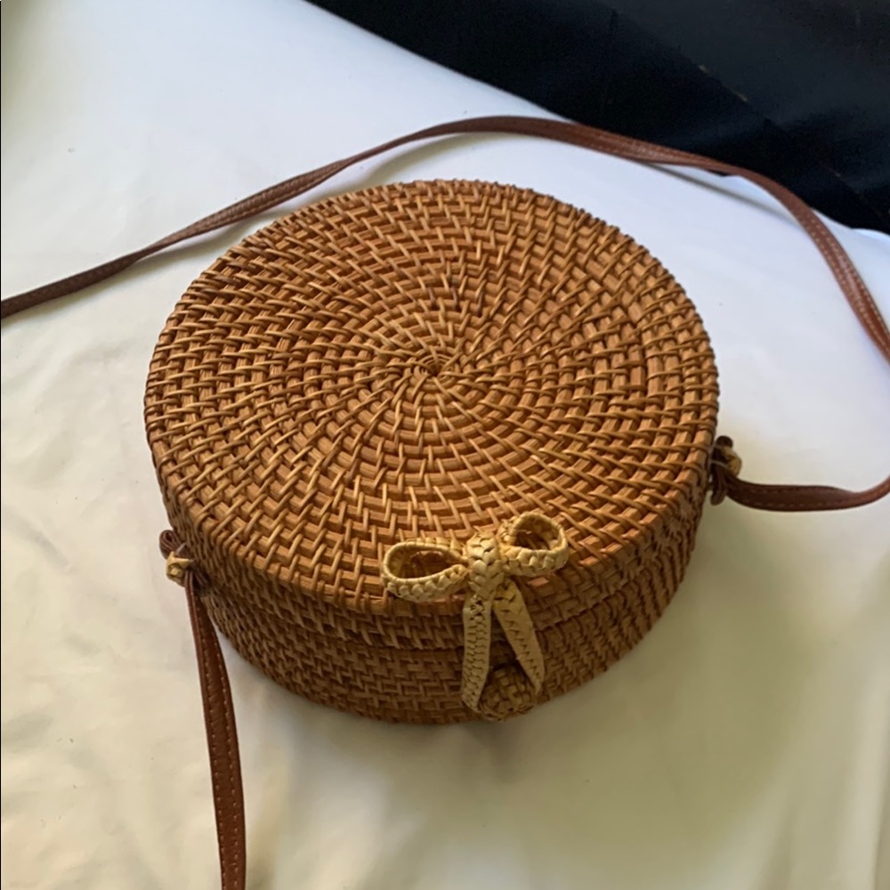 Round Woven Tan Bag